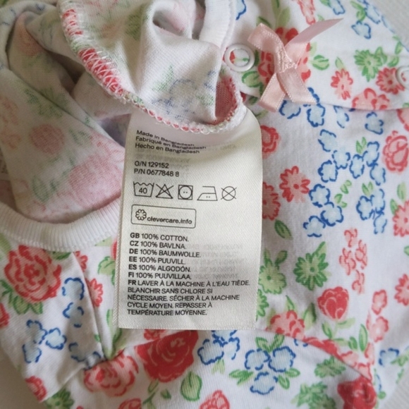 H&M floral cotton snap footless sleeper jumpsuit pajamas 4-6 months baby girl - Picture 5 of 6